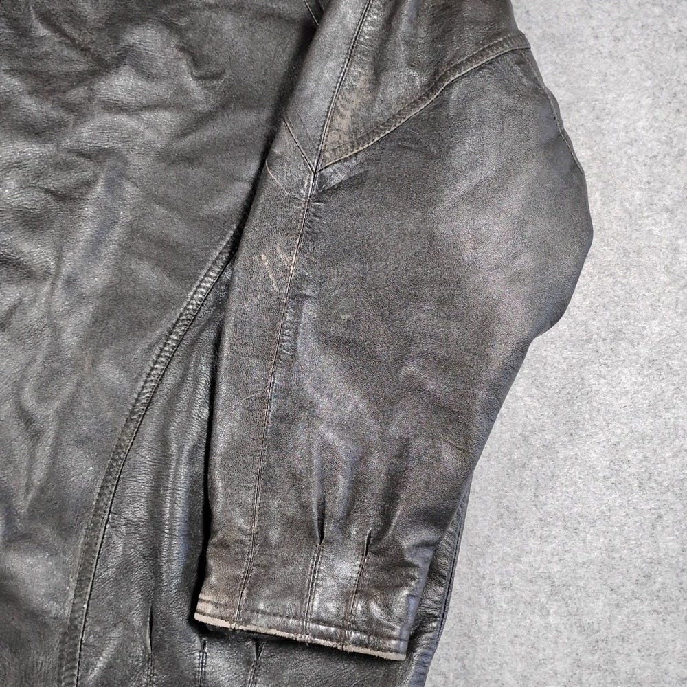 San Francisco Skins Mens Vintage Black Leather Asymmetrical Biker Moto Jacket XL - Picture 14 of 16